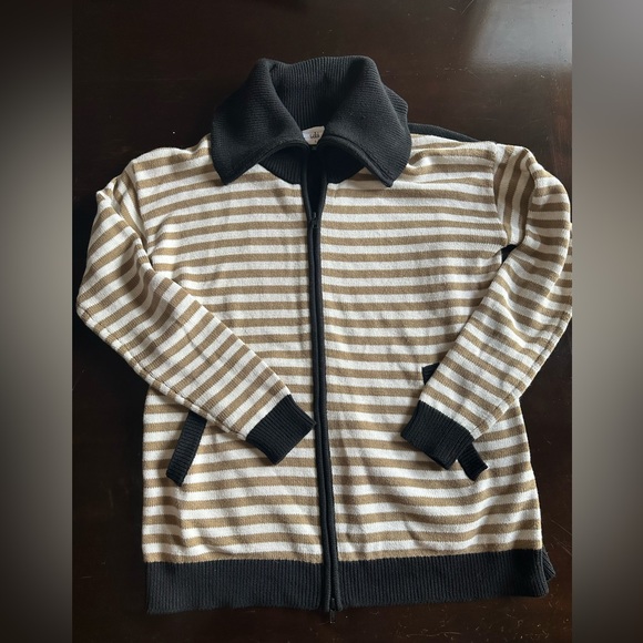 CAbi Mascot striped zip up Cardigan sweater Size S - Picture 1 of 5
